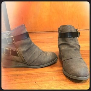 Maurices brown wedge ankle booties. Size 8.5.
